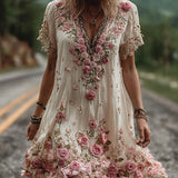 RUBY – BLOSSOM GEBORDUURDE V-HALS JURK