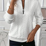 Amalie | Dames zip-up kabelgebreide trui