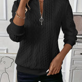 Amalie | Dames zip-up kabelgebreide trui
