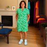 Erna™ | Print jurk met V-hals