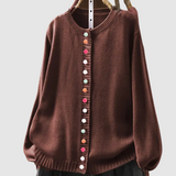 Clarisse | Gebreid vest met gekleurde knopen
