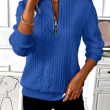 Amalie | Dames zip-up kabelgebreide trui