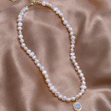 Kralenketting met Maansteen in Goud