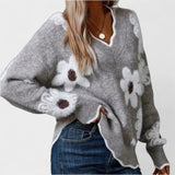Elisa - Elegante bloemenpullover met V-hals