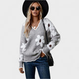 Elisa - Elegante bloemenpullover met V-hals