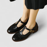 NICOLE – VINTAGE T-STRAP LEDEREN SCHOENEN