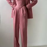 Roos™ | Driedelige set met dubbelrijige blazer