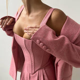 Roos™ | Driedelige set met dubbelrijige blazer