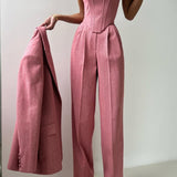 Roos™ | Driedelige set met dubbelrijige blazer