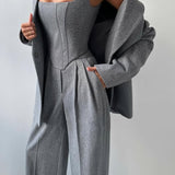 Roos™ | Driedelige set met dubbelrijige blazer