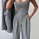 Roos™ | Driedelige set met dubbelrijige blazer
