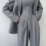Roos™ | Driedelige set met dubbelrijige blazer