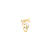 Verstelbare Gouden Ring met Blad en Witte Opale