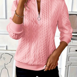 Amalie | Dames zip-up kabelgebreide trui