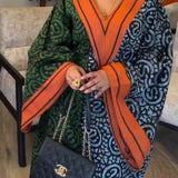 IMANI – AFRIKAANSE PRINT V-HALS KAFTAN MAXI JURK