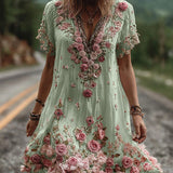 RUBY – BLOSSOM GEBORDUURDE V-HALS JURK