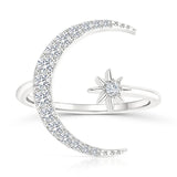 Maan en Ster Ring in Zilver