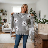 Elisa - Elegante bloemenpullover met V-hals