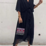 Milou™ | Chiffon midi-jurk met wikkel-look