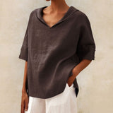 YLVIE I KLASSIEKE LINEN BLOUSE MET V-HALS