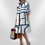 Christel™ | Midi Jurk met Geometrisch Patroon