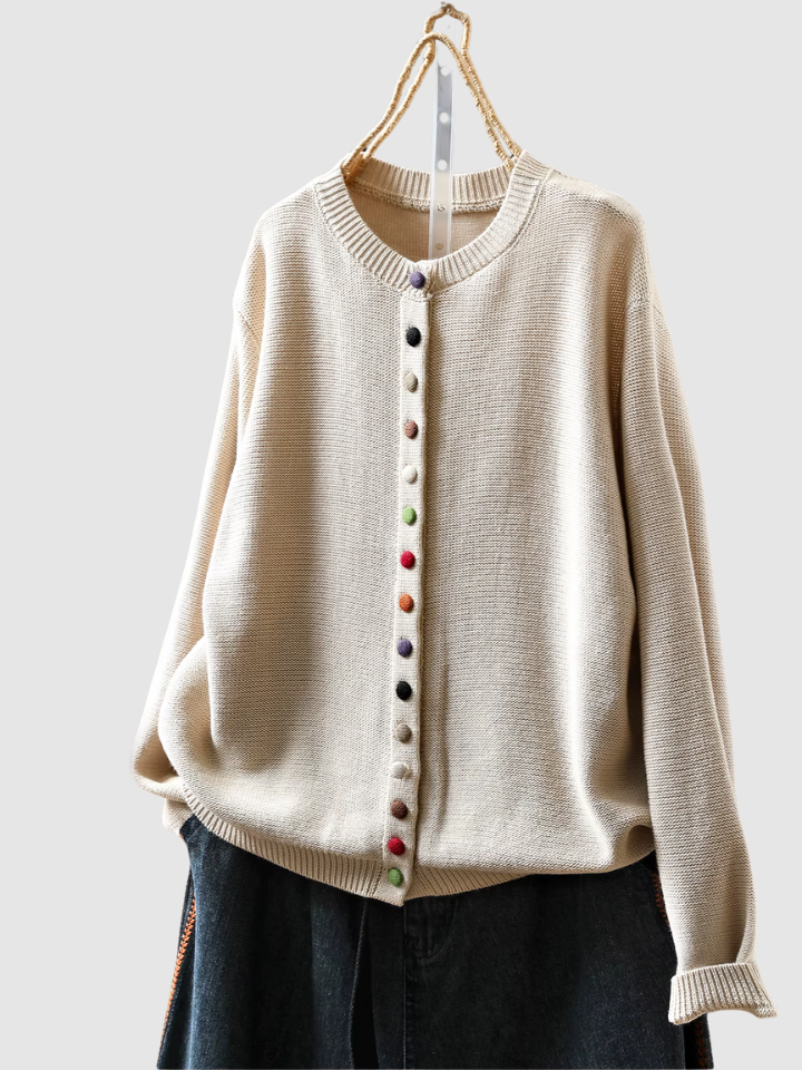 Clarisse | Gebreid vest met gekleurde knopen