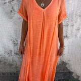 Dymphna™ | Loose V-hals Jurk