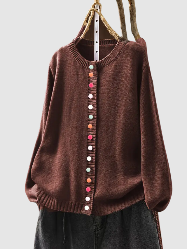 Clarisse | Gebreid vest met gekleurde knopen