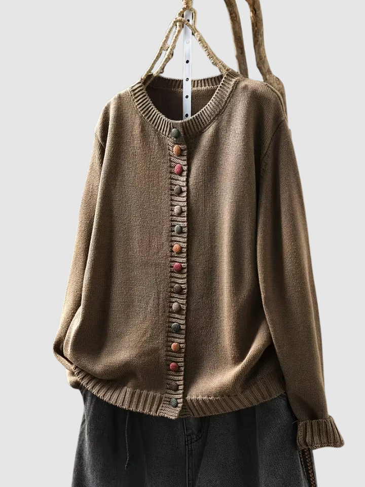 Clarisse | Gebreid vest met gekleurde knopen