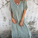 Dymphna™ | Loose V-hals Jurk