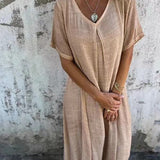 Dymphna™ | Loose V-hals Jurk