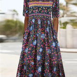Maartje™ | Bohemian Midi Jurk met Etnische Print