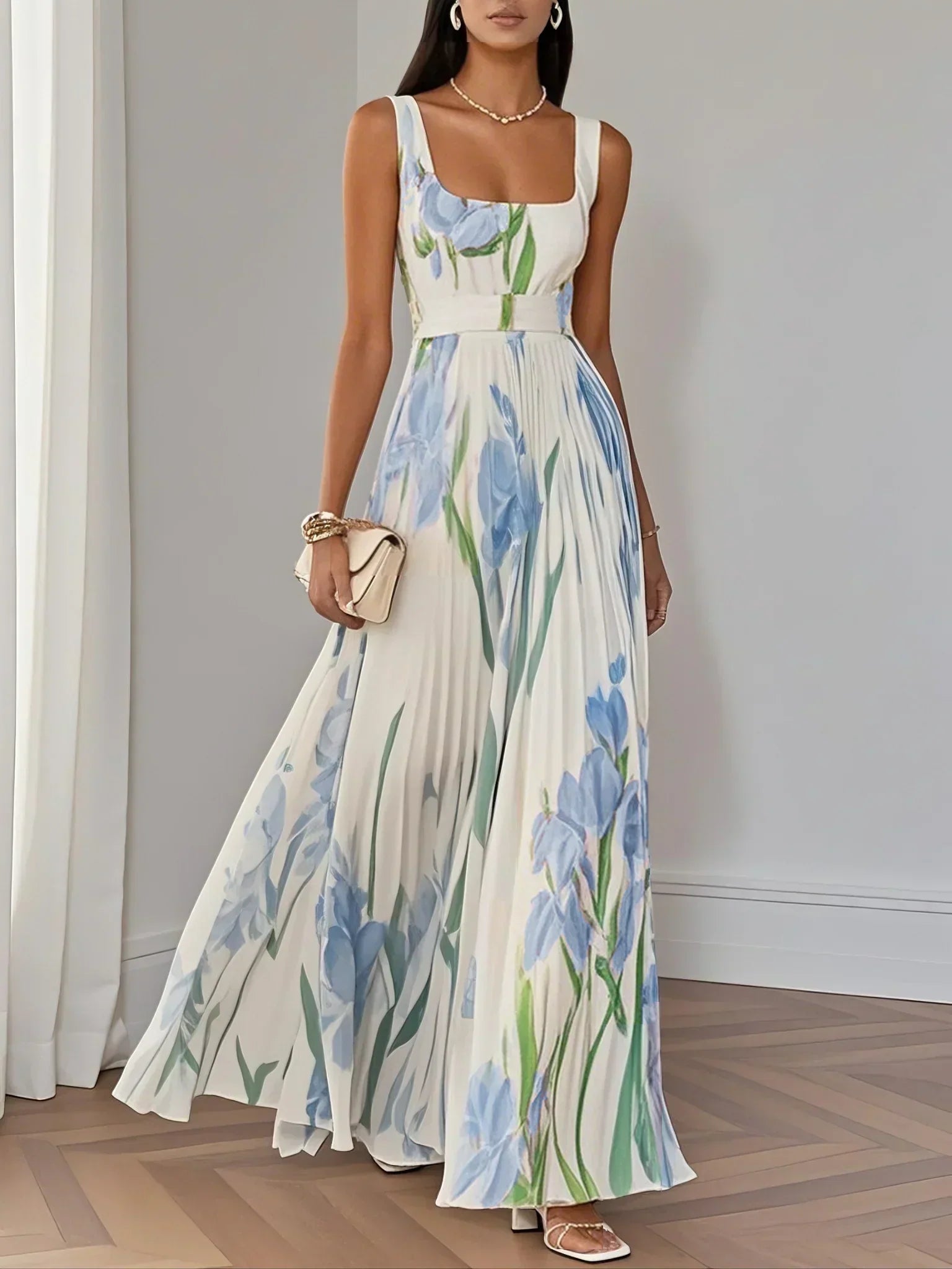 LILA – ELEGANTE BLOEMEN MAXIJURK