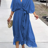 Milou™ | Chiffon midi-jurk met wikkel-look